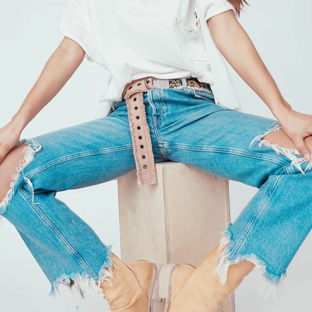 NWT Feel People Maggie Mid-Rise Straight-Leg Jeans Size 26 Light Stone Wash - Picture 7 of 14
